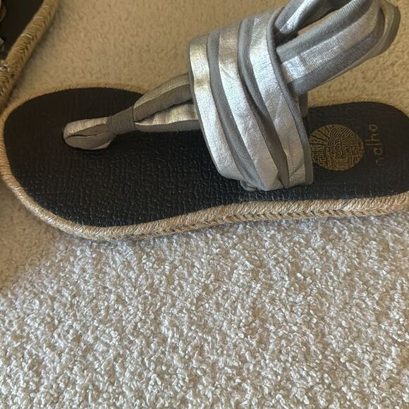 Nalho Ganika Yoga Mat Memory Foam Espadrilles Sandals. Stripe fabric straps. - Picture 4 of 7